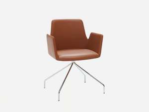 ALTEA - Trestle-based swivel leather chair with armrests - Chair by INCLASS