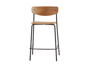LEA - Stackable wood veneer stool with footrest - Stool by INCLASS