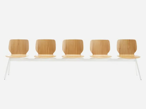 NIM - Freestanding wood veneer beam seating - Bench by INCLASS