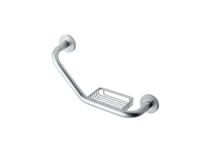 INOX - L-shaped stainless steel grab bar with soap holder - Sanitary accessories by INDA®