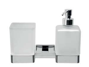 LEA - Satin glass Bathroom soap dispenser / toothbrush holder - Sanitary accessories by INDA®