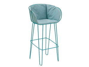 OLIVO - High upholstered steel stool with back - Stool by ISIMAR