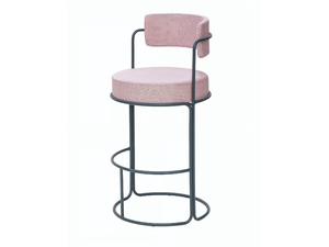 PARADISO - High steel garden stool with back - Stool by ISIMAR