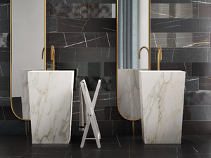 BLOCK - Freestanding rectangular porcelain stoneware washbasin - Washbasin by Italgraniti