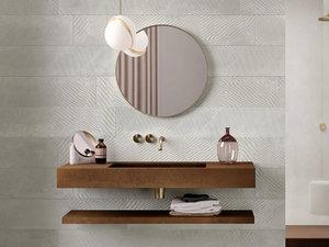 GROOVE - Wall-mounted single rectangular porcelain stoneware washbasin - Washbasin by Italgraniti