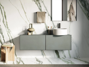 PIANO.140 - Wall-mounted vanity unit - Washbasin cabinet by Italgraniti