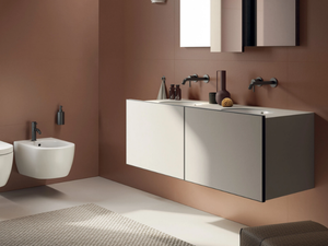 PIANOLOW.140 - Wall-mounted vanity unit with integrated washbasin - Washbasin cabinet by Italgraniti