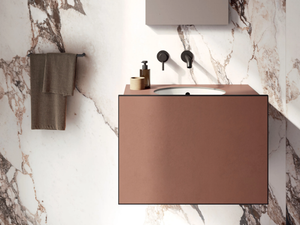 PIANOLOW.70 - Wall-mounted vanity unit with integrated washbasin - Washbasin cabinet by Italgraniti