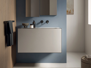 PIANOLOW.90 - Wall-mounted vanity unit with integrated washbasin - Washbasin cabinet by Italgraniti