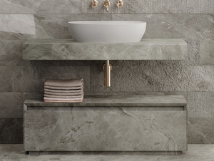 PLAN - Single porcelain stoneware washbasin countertop - Washbasin by Italgraniti