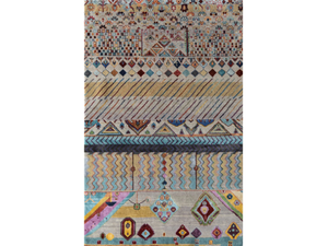 AAZADI LES-686 Soft Gray/Velvet Red - Rectangular handmade wool rug - Rug by Jaipur Rugs