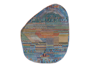 BULB LES-698 White/Blue - Patterned handmade oval rug - Rug by Jaipur Rugs