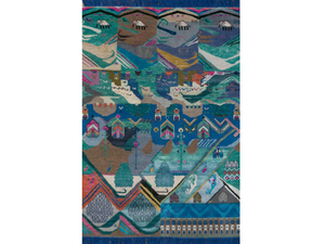 VAADIYAN LES-1131 Faded Denim/Capri - Patterned rectangular handmade wool rug - Rug by Jaipur Rugs