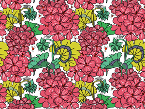 LOVE GERANEI - 50s style wallpaper with floral pattern - Wallpaper by Jannelli&Volpi