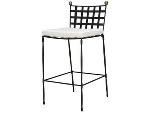 AMALFI - High stainless steel stool with back - Stool by JANUS et Cie
