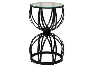 AMALFI - Round Glass and Stainless Steel side table - Side table by JANUS et Cie