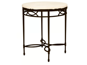 AMALFI - Round resin and stainless steel side table - Side table by JANUS et Cie
