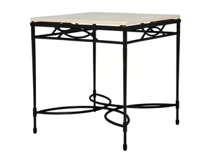 AMALFI - Square resin and stainless stel side table - Side table by JANUS et Cie