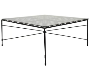AMALFI WOVEN STAR - Square Glass and Stainless Steel cocktail table - Side table by JANUS et Cie