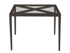 AZIMUTH CROSS - Square glass and aluminium coffee table - Side table by JANUS et Cie