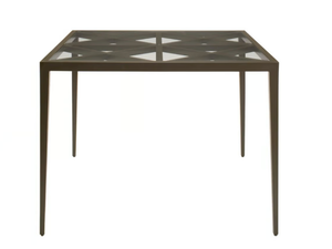 AZIMUTH CROSS - Square glass and aluminium dining table - Table by JANUS et Cie