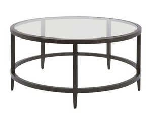 AZIMUTH LINEAR - Round glass and aluminium coffee table - Side table by JANUS et Cie