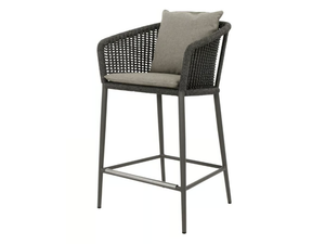 KNOT - Olefin rope and aluminium stool with armrests - Stool by JANUS et Cie