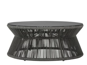 KNOT - Round olefin rope and aluminium coffee table - Side table by JANUS et Cie