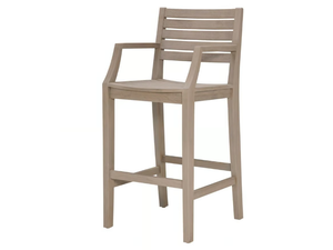 RELAIS - High teak barstool with armrests - Stool by JANUS et Cie