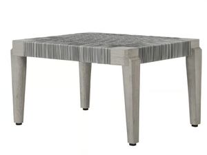 ROCK GARDEN - Rectangular JanusFiber® and teak garden footstool - Pouf by JANUS et Cie