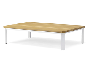 MAUROO - Low aluminium and wood garden side table - Side table by Jardinico