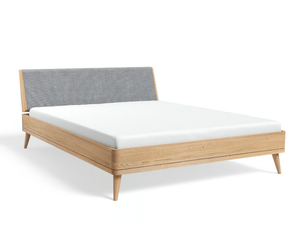 TERRA 160x200 - Wooden double bed with upholstered headboard - Bed frame by JAVORINA