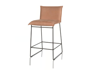 AMY - High leather stool with back - Stool by Jess