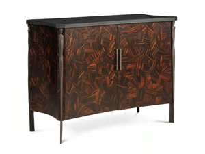 BRUCK - Ebony and marble sideboard with doors - Cabinet by JOSÉ LEITE DE CASTRO
