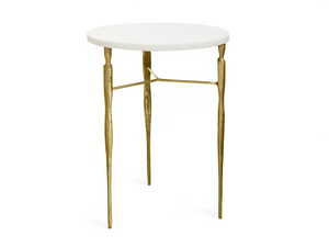 ELIS - Round brass and marble high side table - Coffee table by JOSÉ LEITE DE CASTRO