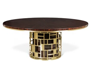HALT - Round brass and ebony dining table - Table by JOSÉ LEITE DE CASTRO