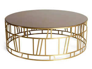 KINVER - Low round brass and quartz coffee table - Coffee table by JOSÉ LEITE DE CASTRO