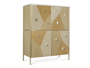 KRYPTON - Alcantara® and marble highboard with doors - Door by JOSÉ LEITE DE CASTRO