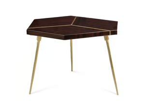 PLAT - Hexagonal ebony coffee table with brass legs and details - Coffee table by JOSÉ LEITE DE CASTRO