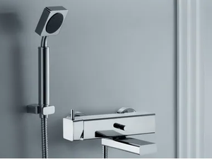 MARK - Wall-mounted chromed brass bathtub mixer with hand shower - Tap by JUSTIME