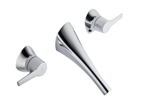 NATURE - 3 hole wall-mounted chromed brass washbasin tap - Tap by JUSTIME