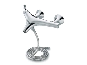 NATURE - Wall-mounted single handle chromed brass bathtub mixer with flexible hose - Tap by JUSTIME