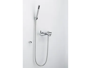 PAN I - Wall-mounted single handle chromed brass bathtub mixer with hand shower - Tap by JUSTIME