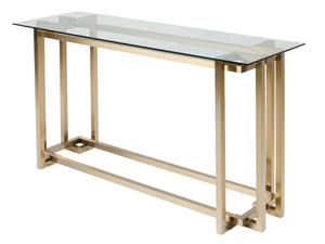 CLARA GOLD - Rectangular Glass and Stainless Steel console table - Console by KARE Design