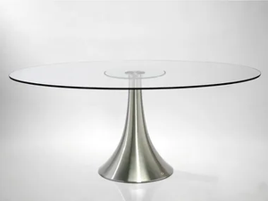 GRANDE POSSIBILITÀ - Round glass and aluminium table - Table by KARE Design