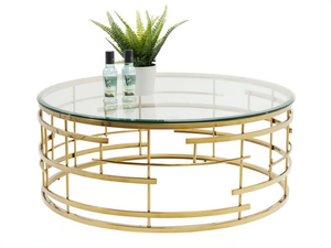 JUPITER - Round glass and steel coffee table - Coffee table by KARE Design