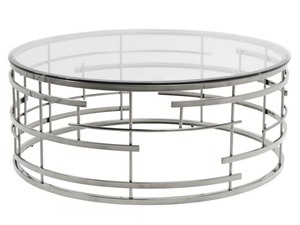 JUPITER - Stainless steel and glass high side table - Coffee table by KARE Design