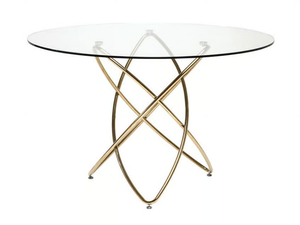 MOLEKULAR GOLD - Round Glass and Stainless Steel dining table - Table by KARE Design