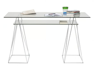 POLAR - Rectangular glass and steel writing desk - Desk by KARE Design