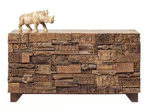 SHANTI SURPRISE PUZZLE NATURE - Mango sideboard with drawers - Cabinet by KARE Design
